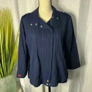 Chico's Additions Women’s 2 US L Spectra Sapphire Smoked Blue Zipped Jacket